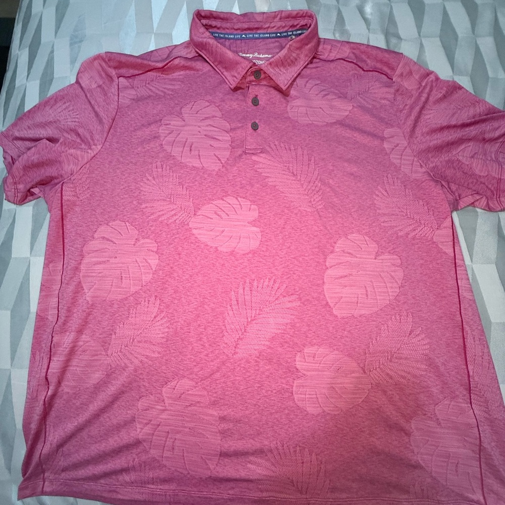 Tommy Bahama Pink Polo with Elegant Tonal Design